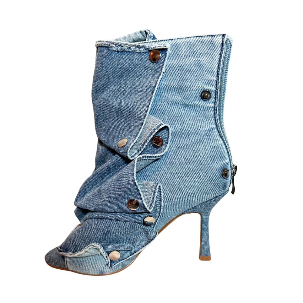 Azalea Wang | Birdsong Bootie | Denim Fabric | Sz 7 - Picture 2 of 6